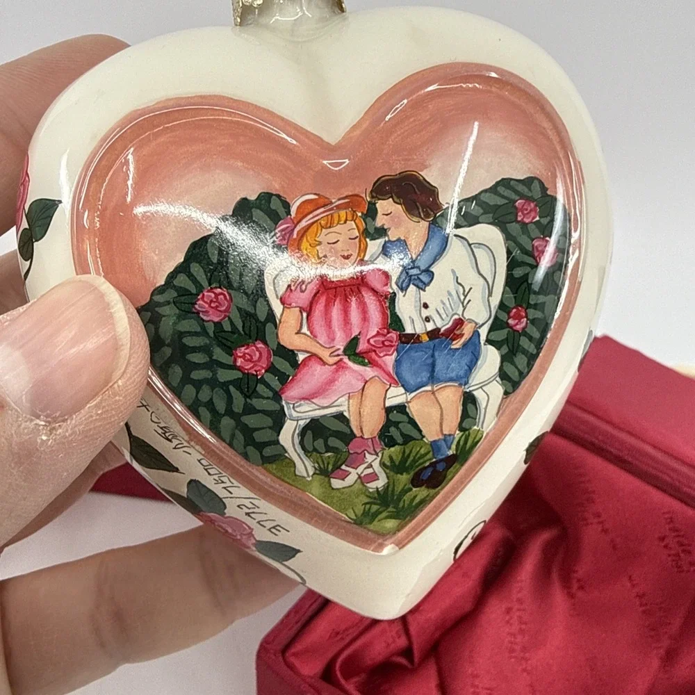 Vtg‎ Y2K Figi Christmas Inside Art Ornament W/ Box Lot Of 3 Bulb Heart Chicago